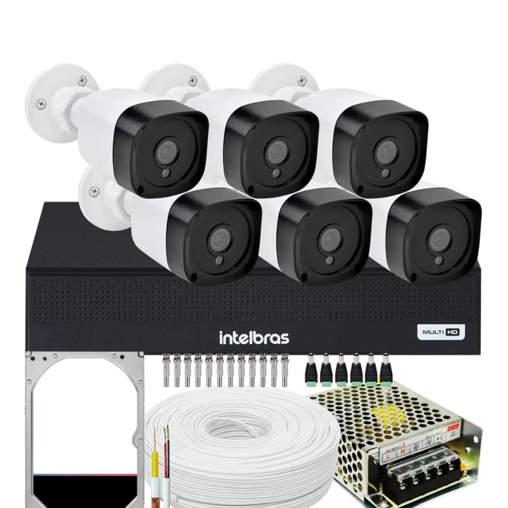 Kit 6 Câmeras de Segurança hd Dvr 8 Ch Intelbras Full hd Completo