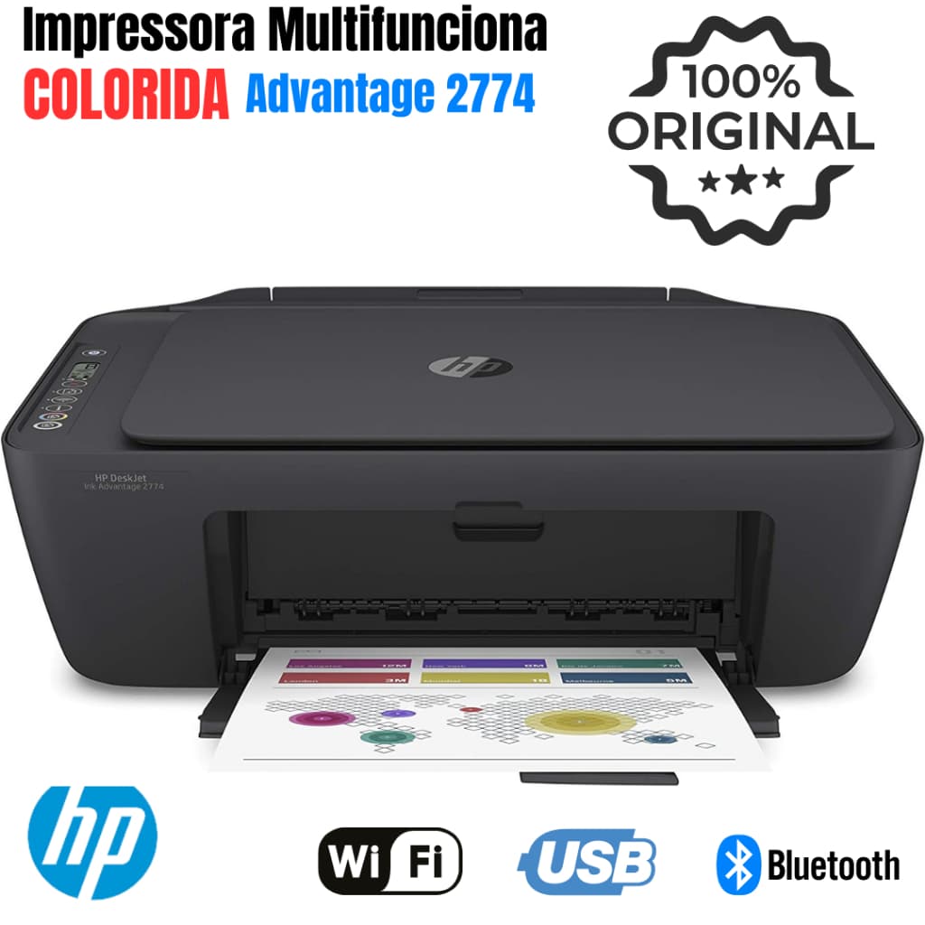 Impressora Multifuncional H Deskjet Advantage  Wifi, Bluetooth, USB, Imprime Do Celular - Monocromática/Colorida