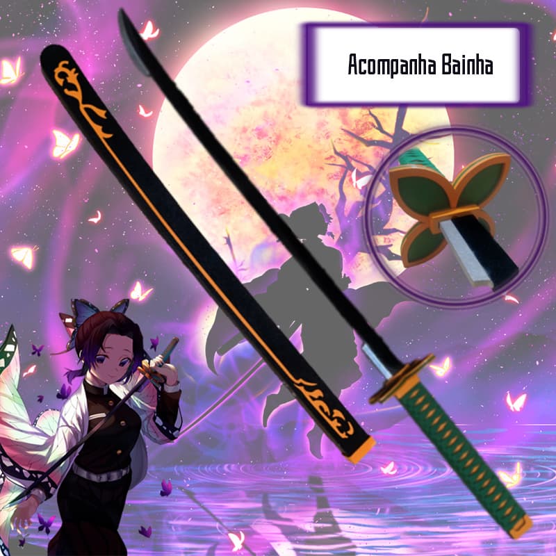 Espada - Katana Demon Slayer / Kimetsu no Yaiba Shinobu Decoração Cosplay Treinamento