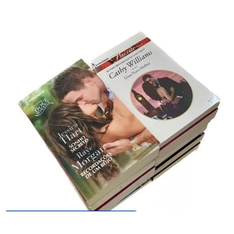Kit com 10 livros Romances Harlequin, capas diversas e aleatórias.