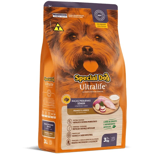 Special Dog UltraLife Sênior Raças Pequenas Frango e Arroz 1kg (A GRANEL) E Ultralife comum adulto.
