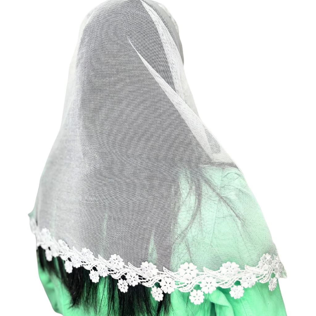 Véu CCB Com Renda Guipir Delicado De Flores