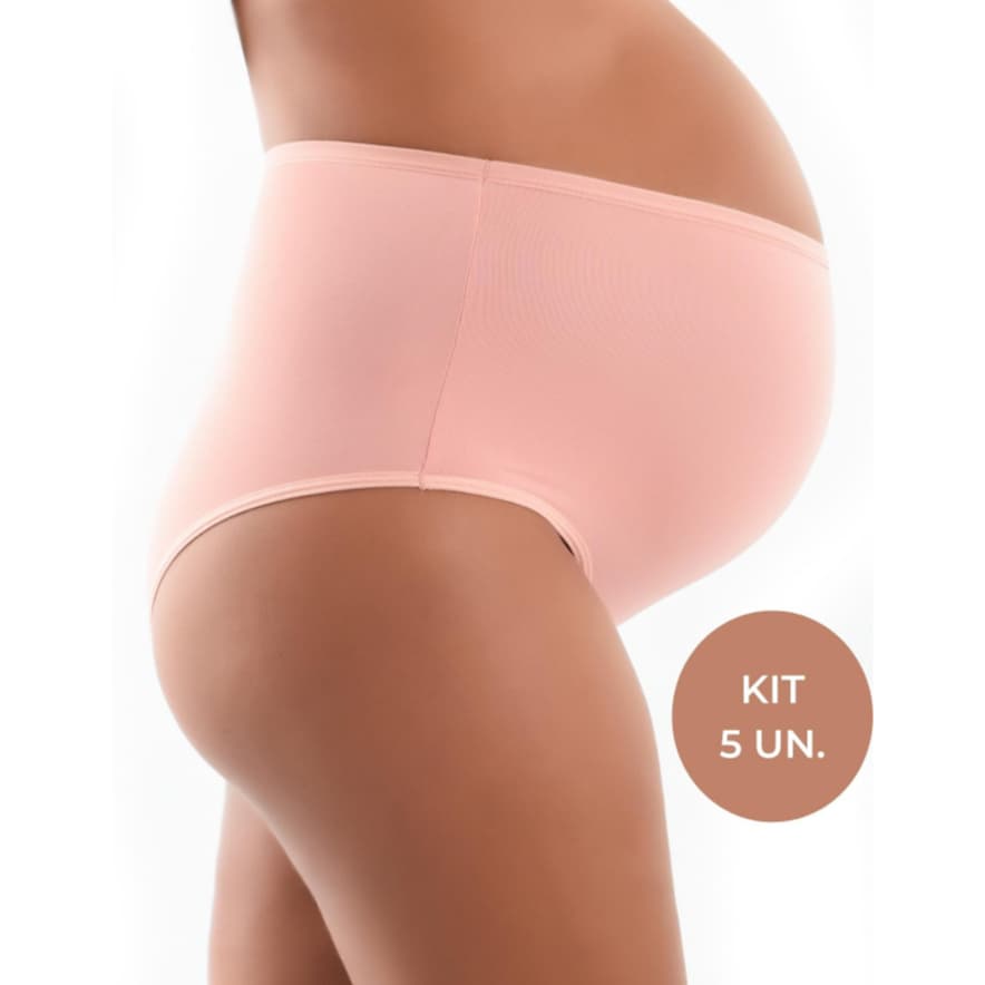 Kit Calcinha Gestante e Pós-Parto Cintura Alta Microfibra Premium