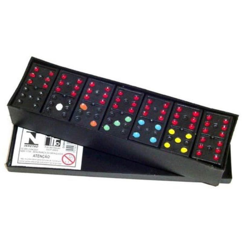 Dominó plástico Simples Preto Com Marcas Coloridas 1 Un Envio Rápido