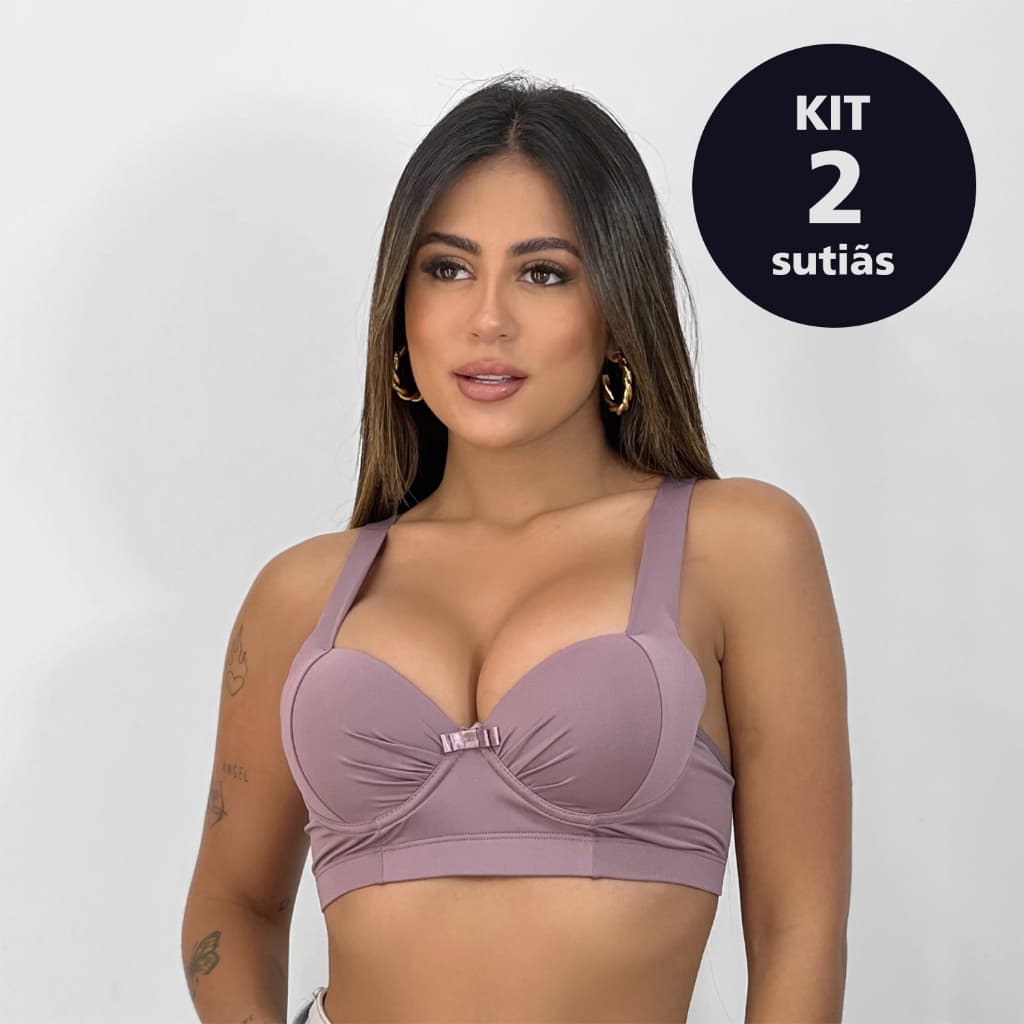 Kit 2 Sutiãs com Bojo  Reforçado Com Alça Reforçada Regulável