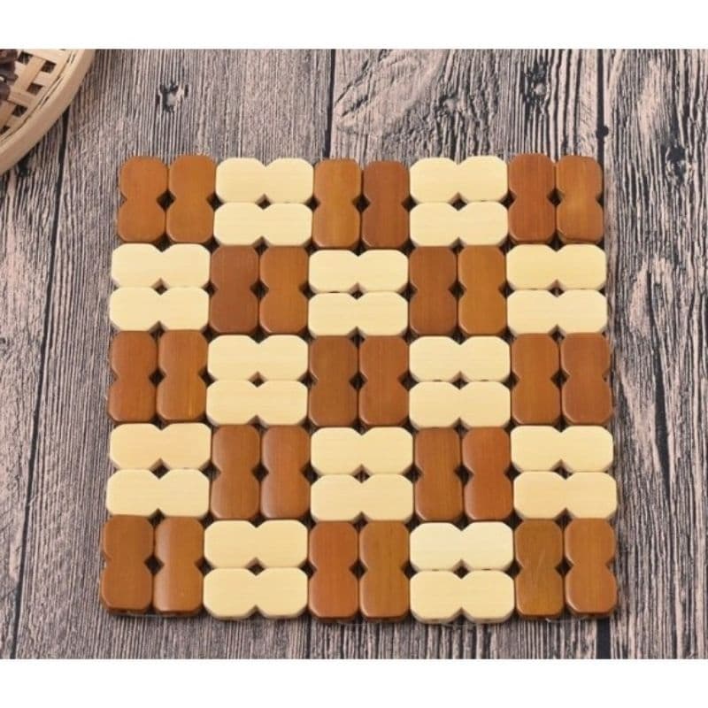 Descanso de panela em bambu kit com 4pçs