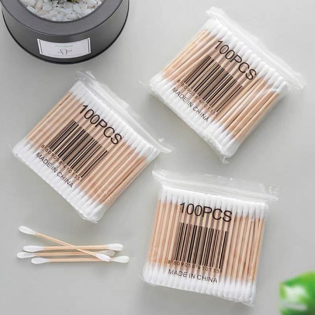 100 Pcs Bambu Duplo Cotonetes Varas De Madeira Orelhas De Limpeza Ferramentas De Maquiagem