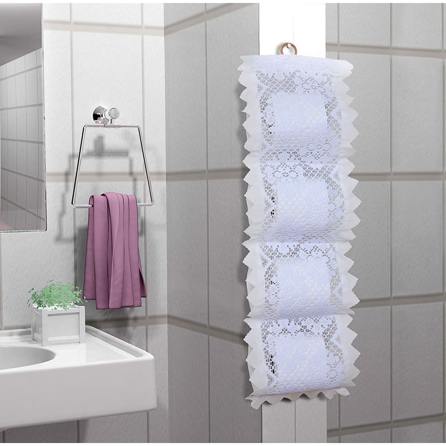 Suporte Para Papel Higiênico De Renda P/ 4 Rolos - Romance