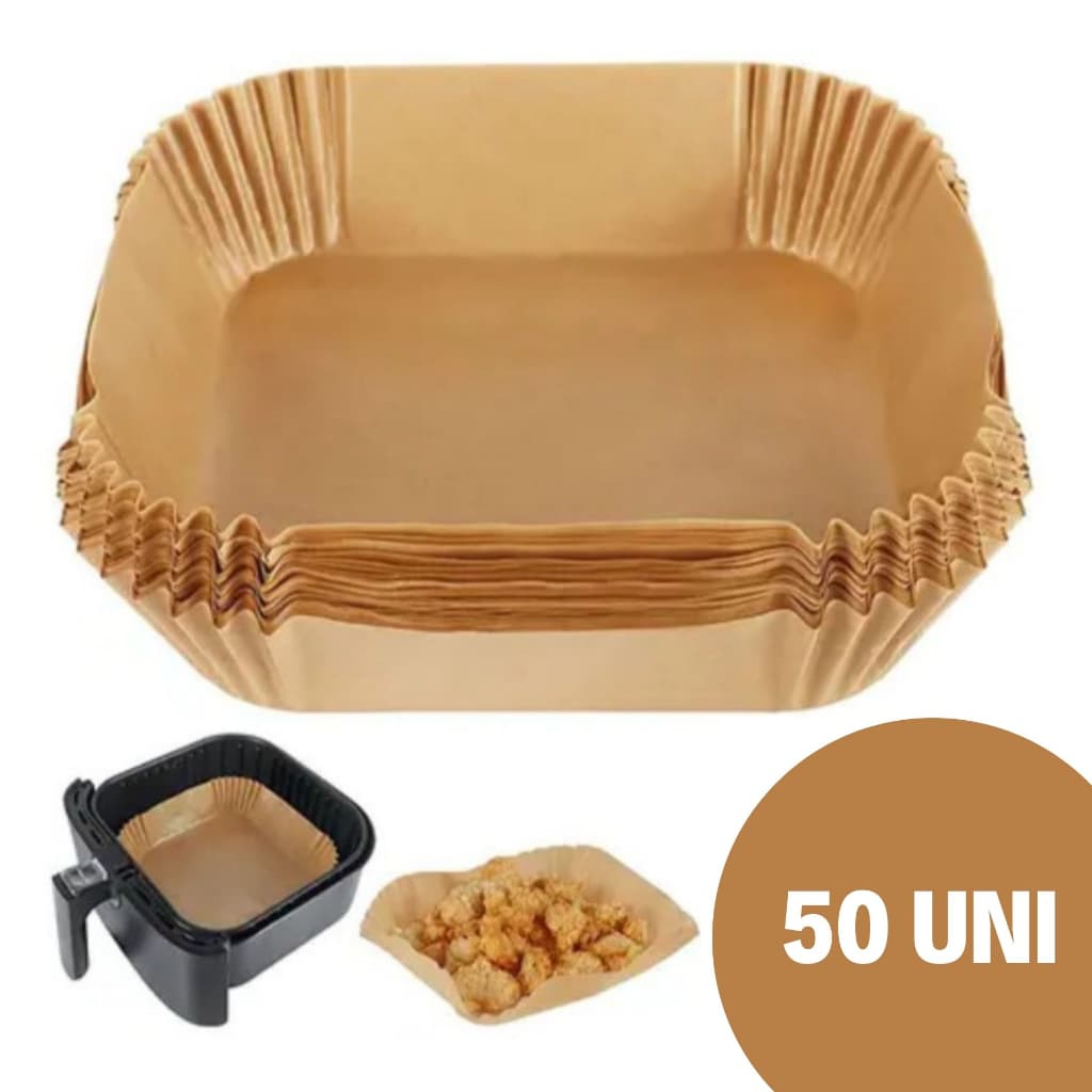 Forro de Papel Forma Antiaderente Descartável Para Air Fryer Fritadeira 50 Unidades
