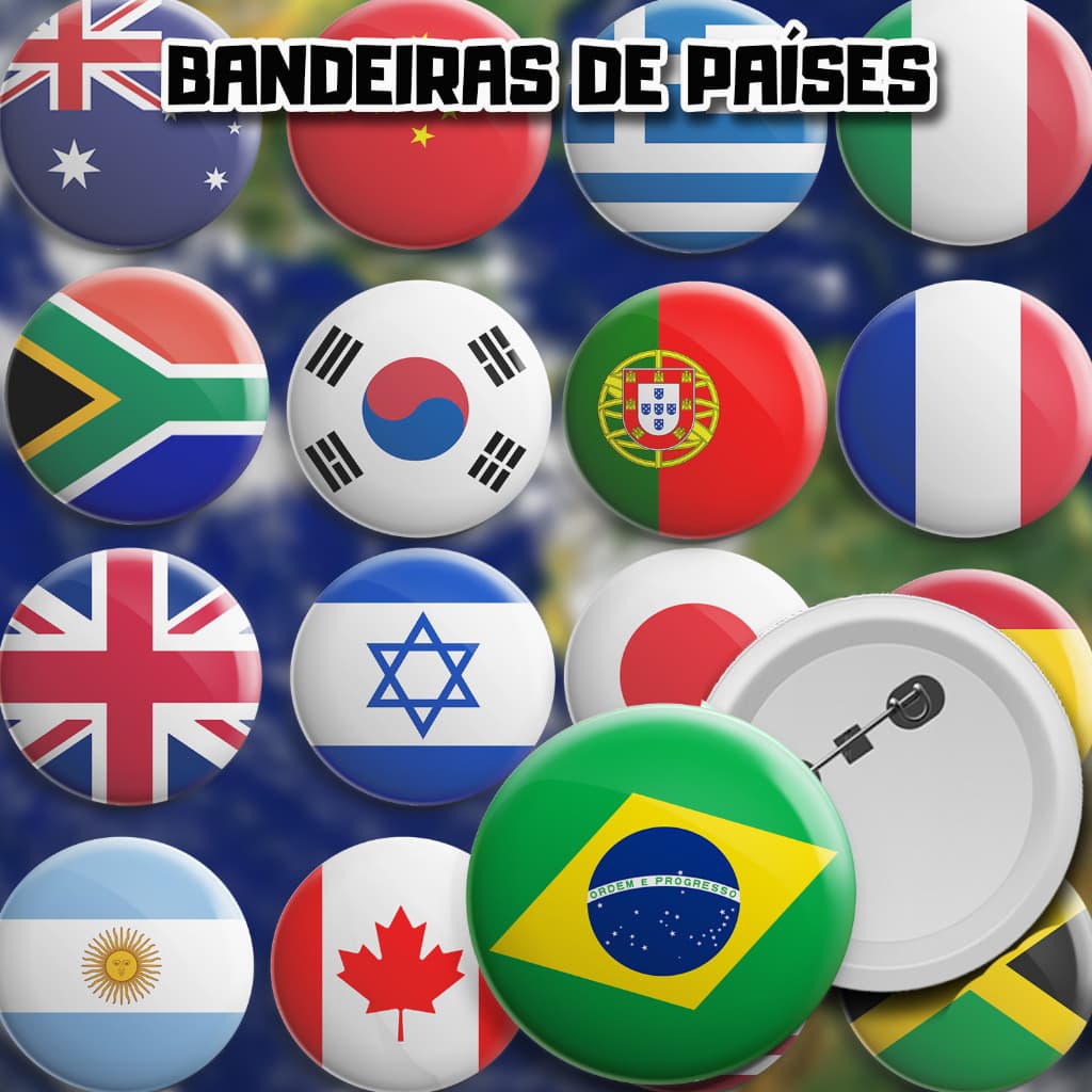 Bottons Bandeiras de Países Nações à sua escolha - broche alfinete boton bottom button pin