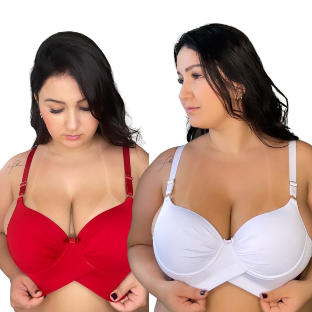 KIT 2 Sutiã Plus Size Com Bojo Cruzado Reforçado