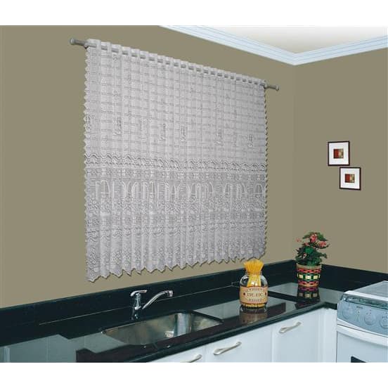 Cortina De Vitrô De Cozinha De Renda - 1,80x1,30m - Romance