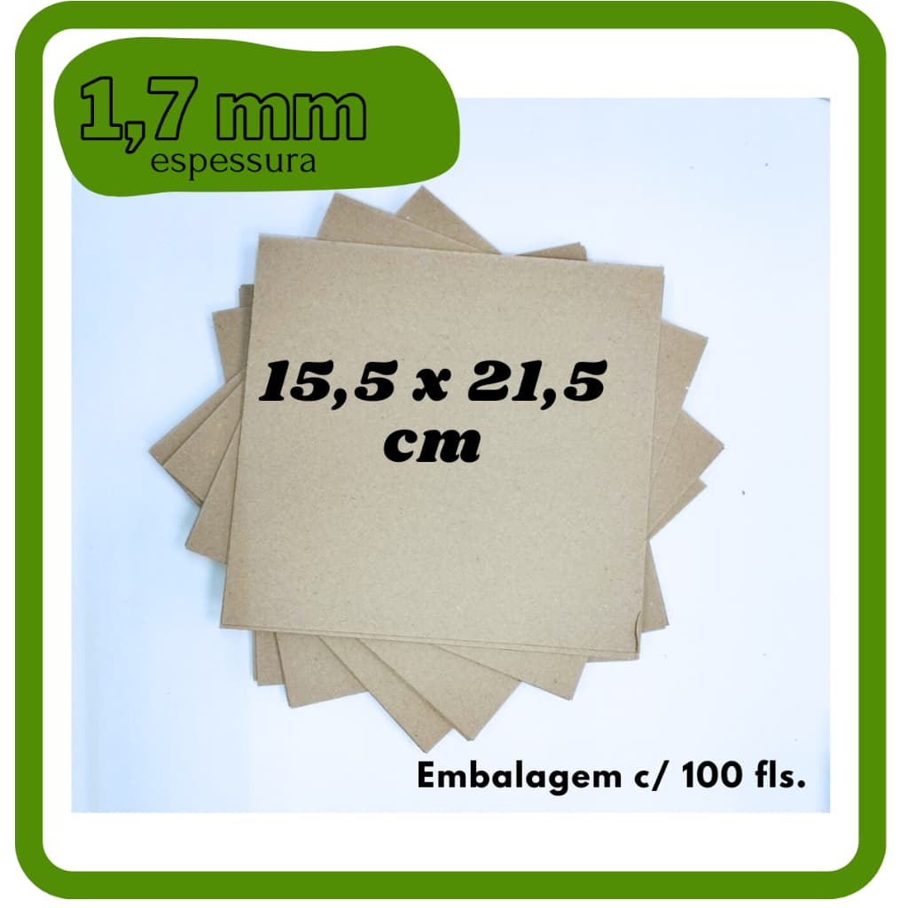 Papelão cinza / parana 15,5 x 21,5cm 1,7mm com 100 fls.