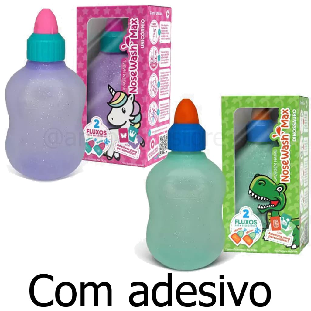 Garrafa de lavagem Nasal Nosewash Max Dinossauro e Unicornio Garrafa