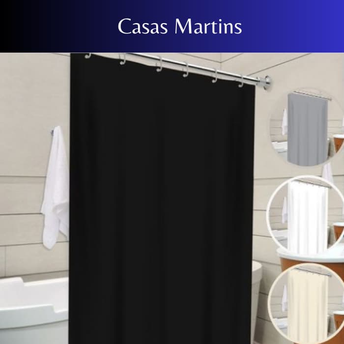 Cortina Box Lisa em PVC Para Banheiro Anti Mofo Com Ganchos Varias Cores