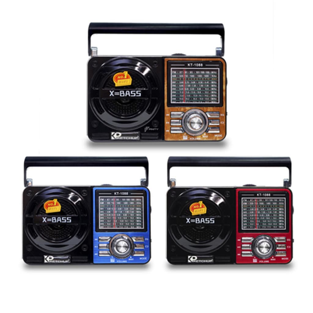 TOP ASIA Rádio Retrô Vintage Portátil A Pilha E Tomada Am Fm Sw Pendrive Com Sd Usb