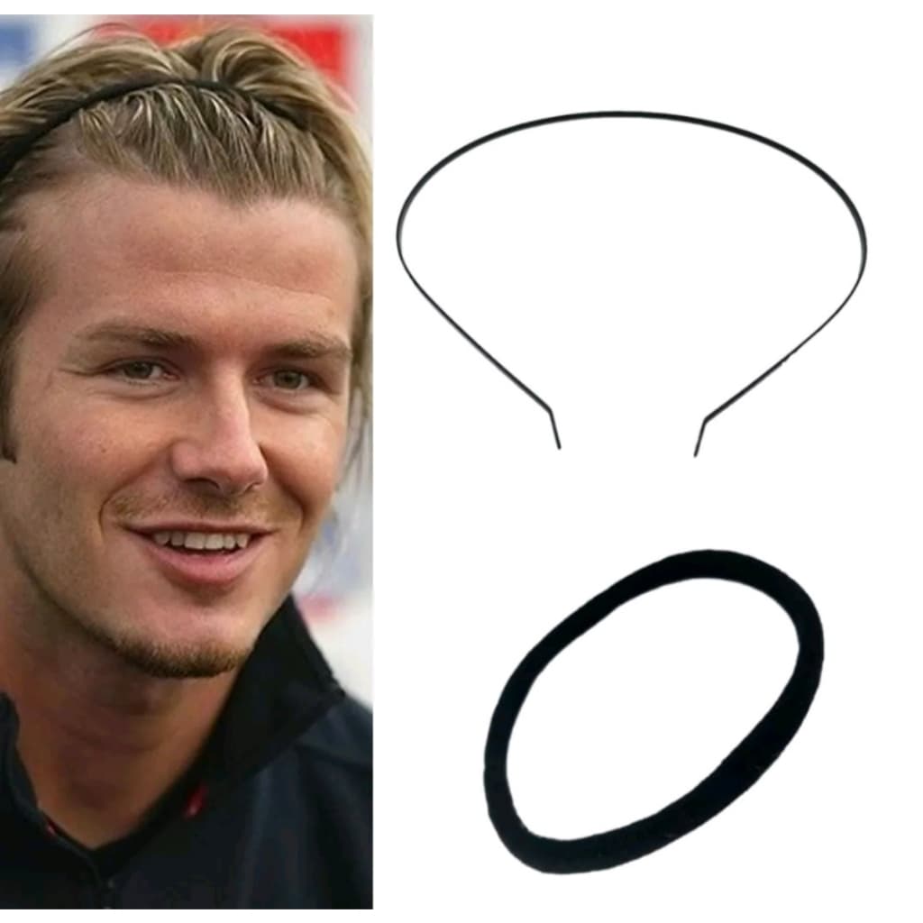 1 Tiara ferro Afro Puff Preta + 1 Elastico Faixa De Cabelo