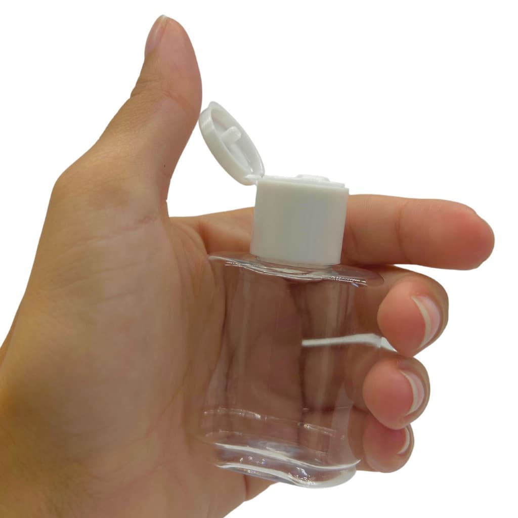 100 Mini Frasquinhos Frasco de Plástico Retangular 35ml c/ Tampa Fliptop p/ Cremes Rep de Pontas etc