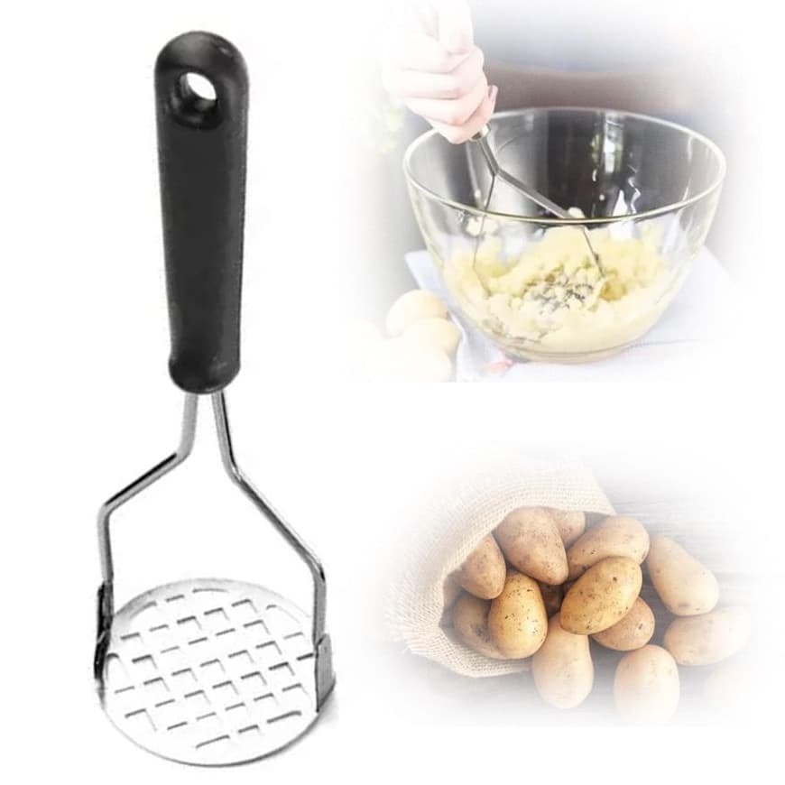 Amassador Batatas Espremedor Manual Legumes Multiuso Aço Inox Com Cabo Plastico Cozinha Multiuso