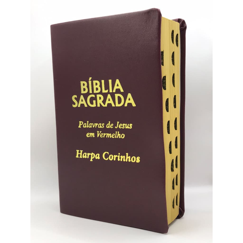 Bíblia Sagrada Tamanho Médio 12,5x19 cm Com Harpa Palavras de Jesus em Vermelho Capa Vinho