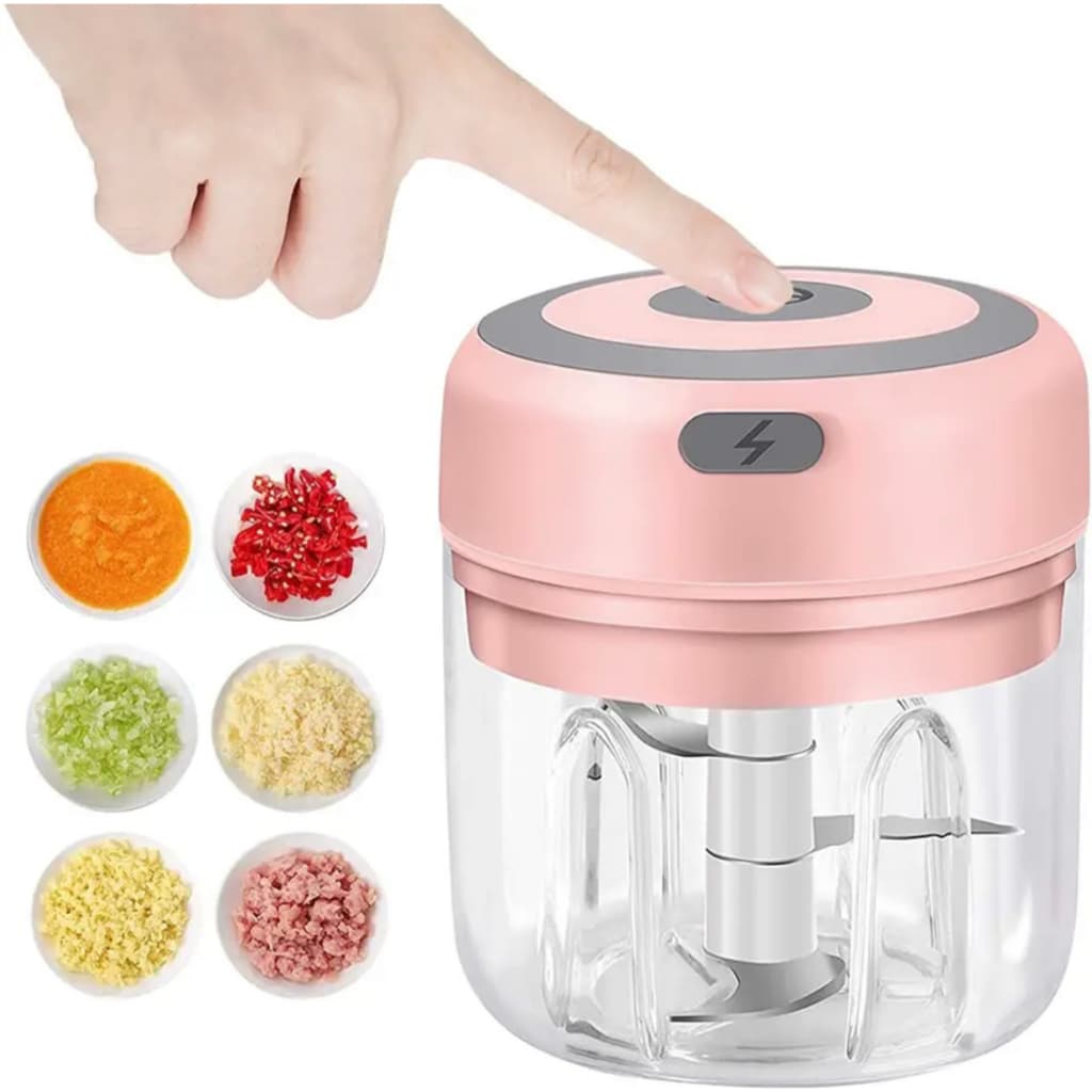 Mini Processador de Alimentos Portátil 250 ml com Lâminas em Aço Inox