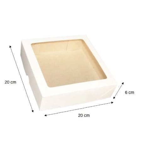 Kit 25 Caixas para Presente Branca 20 x 20 x 6 Tampa e Fundo com visor acetato