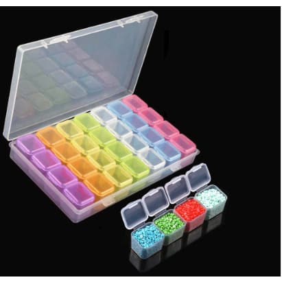 Estojo Organizador 28 Divisórias Colorido Strass Predrarias Unhas
