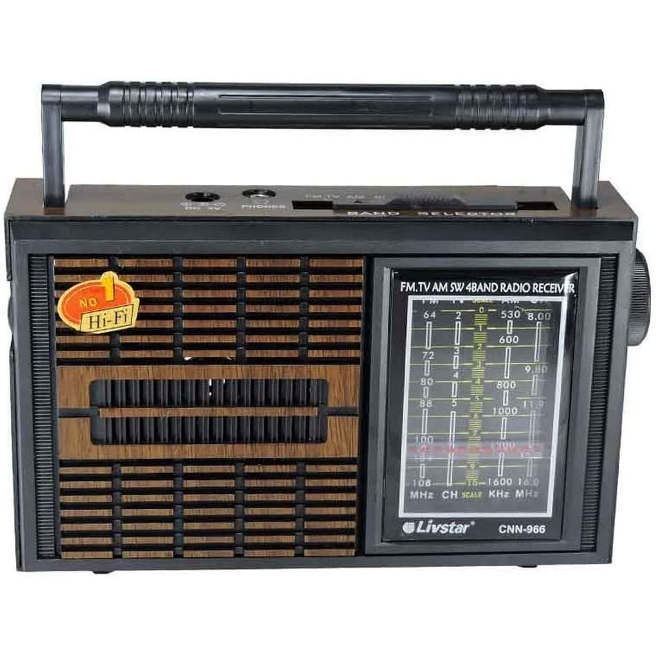 RADIO PORTATIL RETRO COM 4 BANDAS AM FM SW E TV LIVSTAR CNN-966 PILHAS E BIVOLT MANUAL