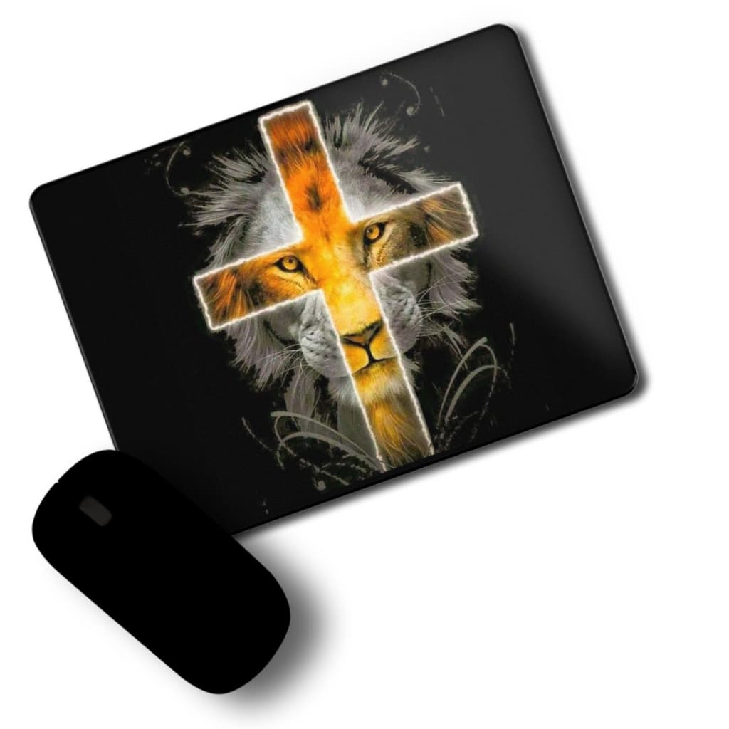 Mouse pad Leão De Judá Cruz Personalizada Emborrachado - 23x18 Cm