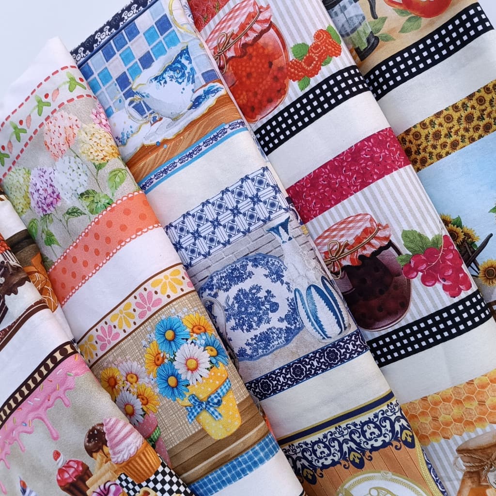 Tecido Tricoline Barrado 100% Algodão 0,55m x 1,50m Várias Estampas