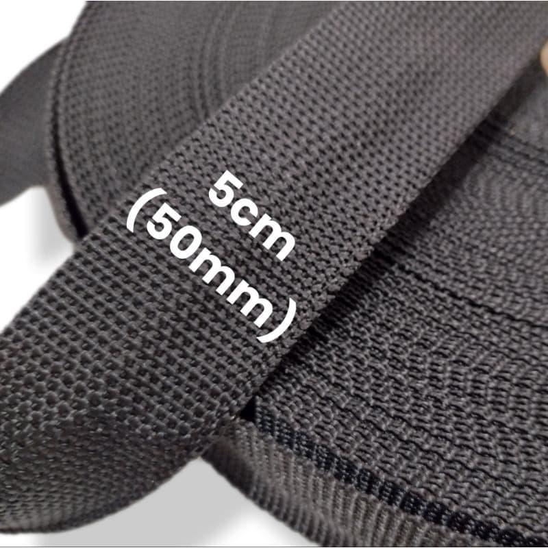 Cadarço Alça Fita CA 50mm (5cm) com 5 metros cor Preto, Alça para Bolsa 50mm de Nylon cor Preto,  Alça para Mochila