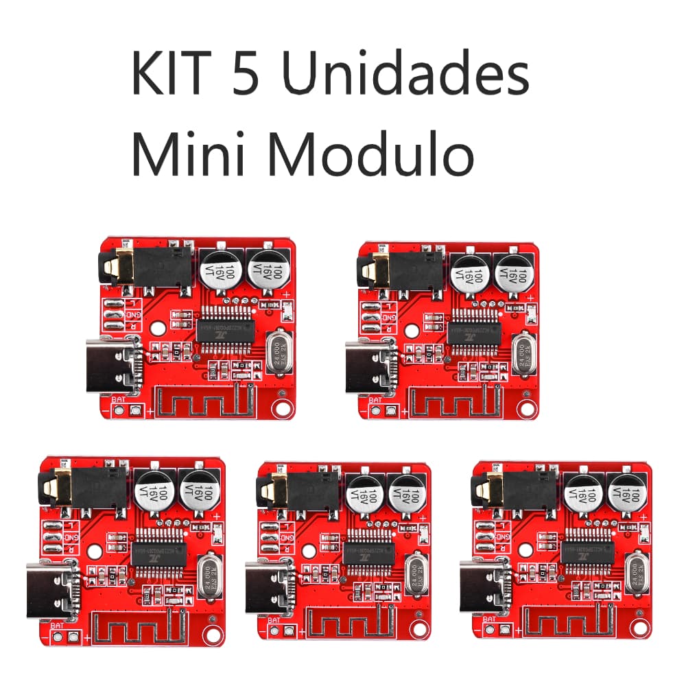 KIT Mini Modulo Placa Receptor Bluetooth 5.0 Áudio Mp3 Som