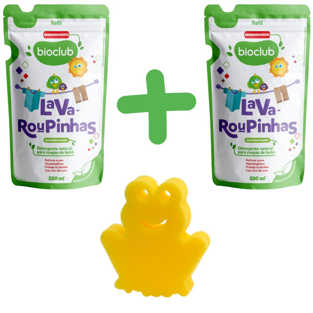Combo 2 Lava Roupas Concentrado Detergente Natural - Lava Roupinhas Bioclub 500ml