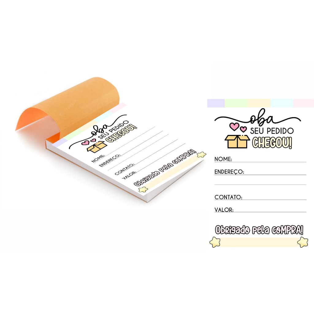 Kit 5 Blocos (500 Folhas) para Agradecimento / Seu pedido chegou