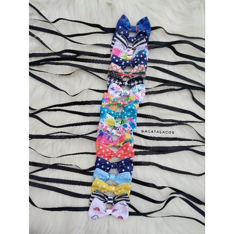 50 Gravatinhas Pet Cães Gatos Pet Shop Estampadas Gravatinha Laço Gorgurao Fitas Acessórios Top Presilha Enfeite
