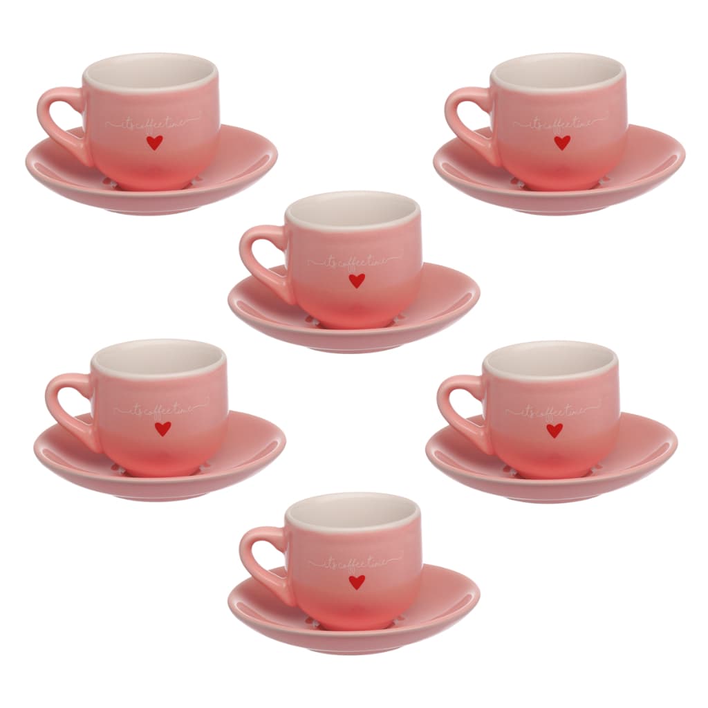 Jogo De 6 Xícaras L'Amour Em Porcelana Com Pires 90ML Para Café