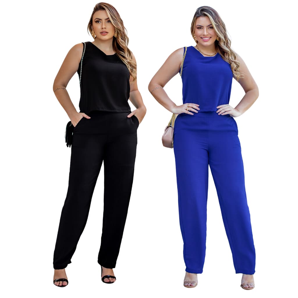 Conjunto Feminino Duna Forrado Calça Wide Leg mais Blusa Lançamento
