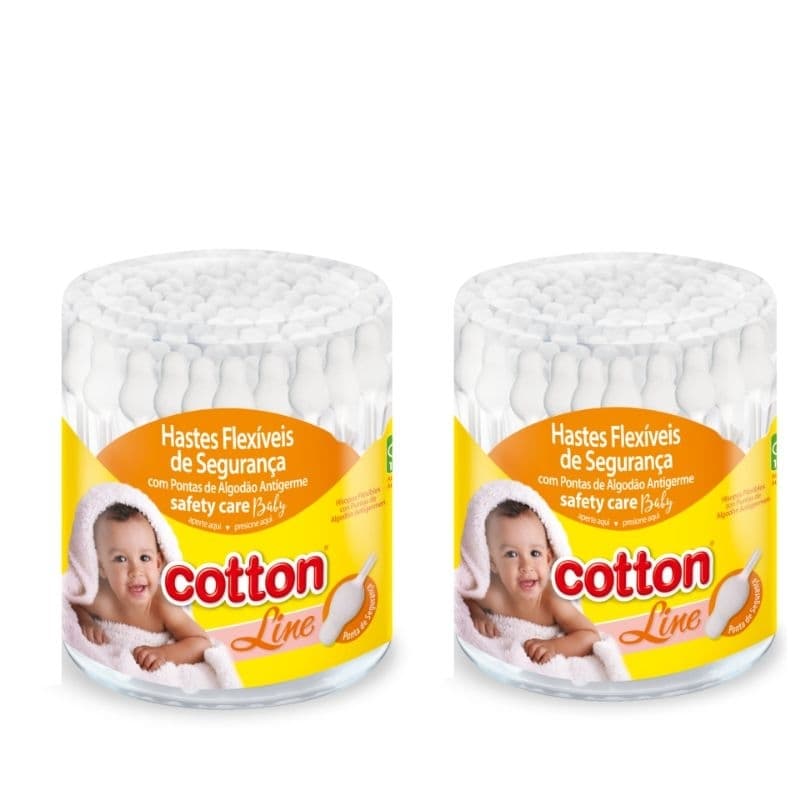 Kit 2 Potes Cotonetes Hastes Flexíveis Enlace para Bebê
