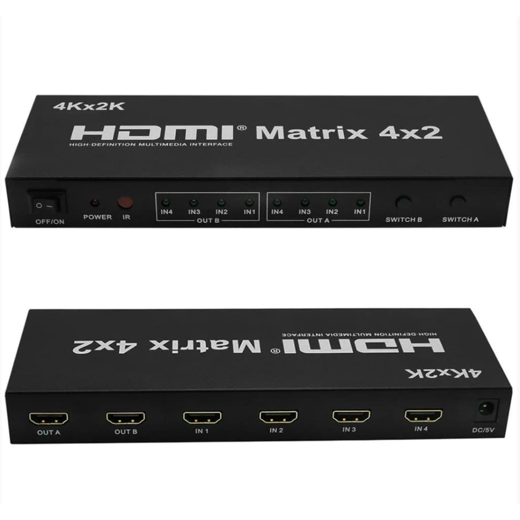 Matrix Hdmi 4x2 Switch Splitter 1080p 4k 3d Com Controle
