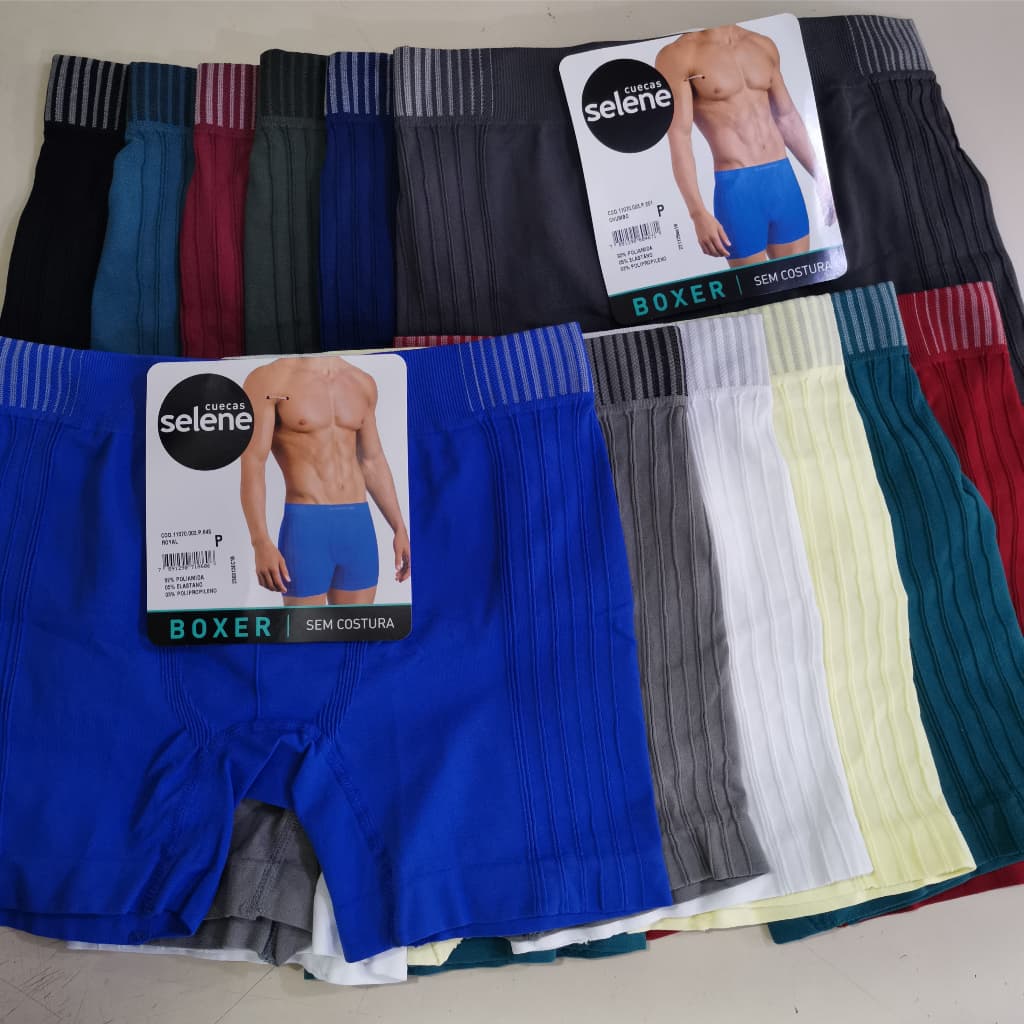 Kit De 2 Até 6 Peças De Cueca Boxer Selene Sem Costura Cintura Mais Alto Pernas Mais Compridas