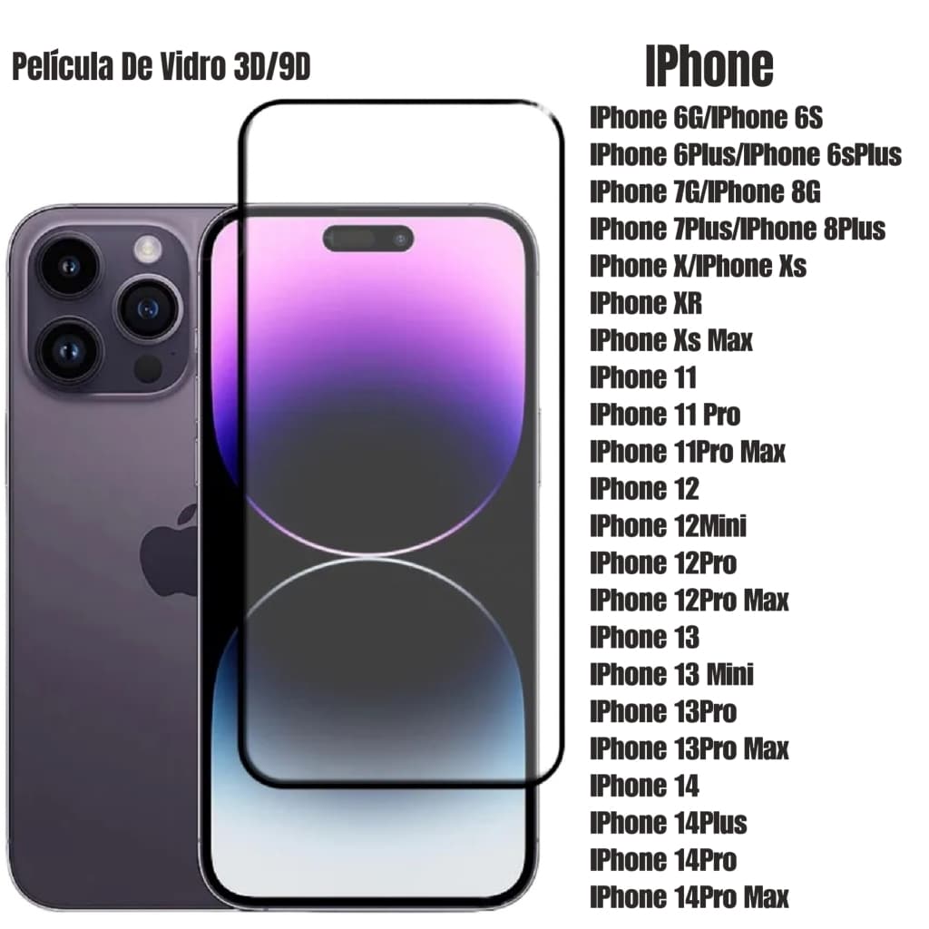 Película De Vidro Temperado 3D Para IPhone Apple 6 7 8 Plus 11 ProMax 12 13 Air 14 15 16 17 Pro Max