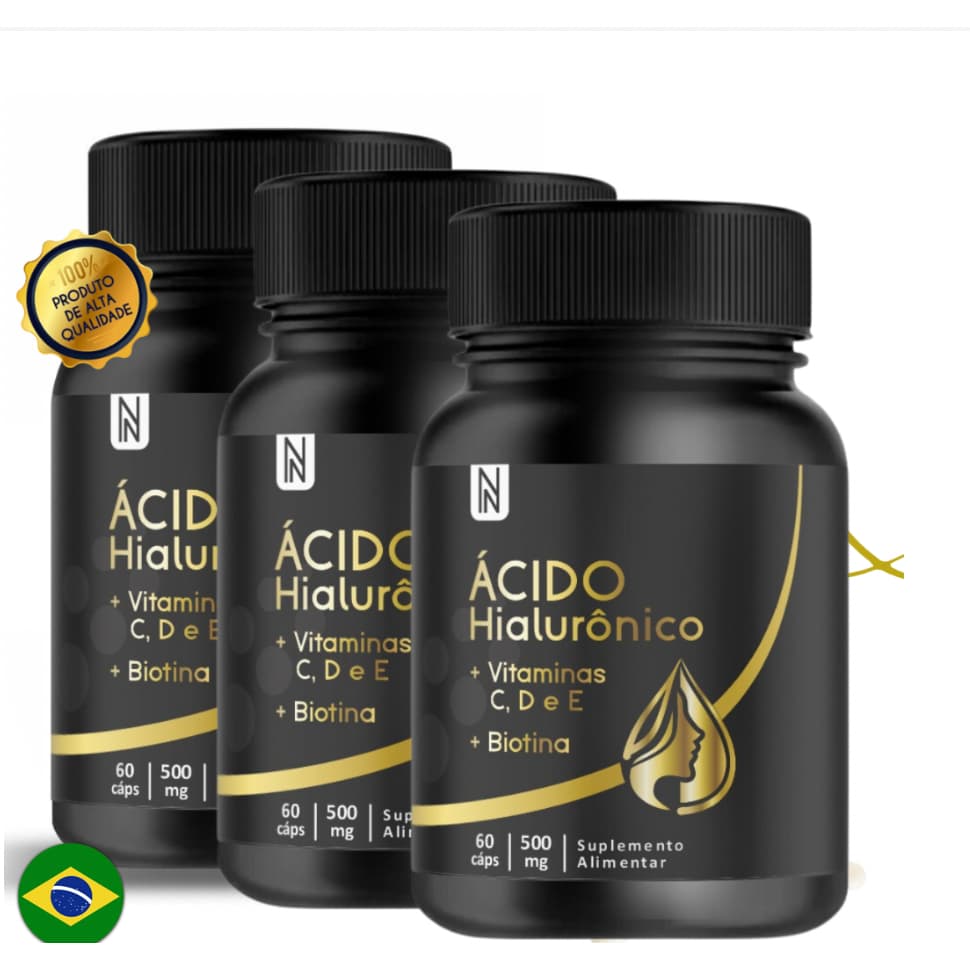 Kit 3x Ácidos Hialurônicos NATURALY 60 cápsulas