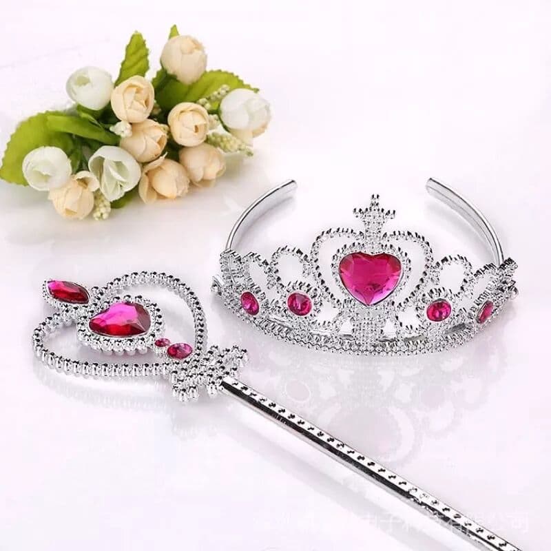Kit Acessórios Festa Beleza Coroa e Varinha Mágica Princesa com Enfeites