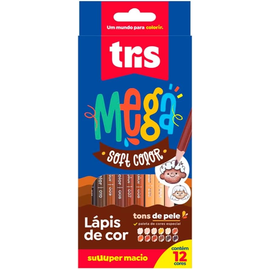 Lápis de Cor Mega Soft Color Tons De Pele Tris - 12 Cores