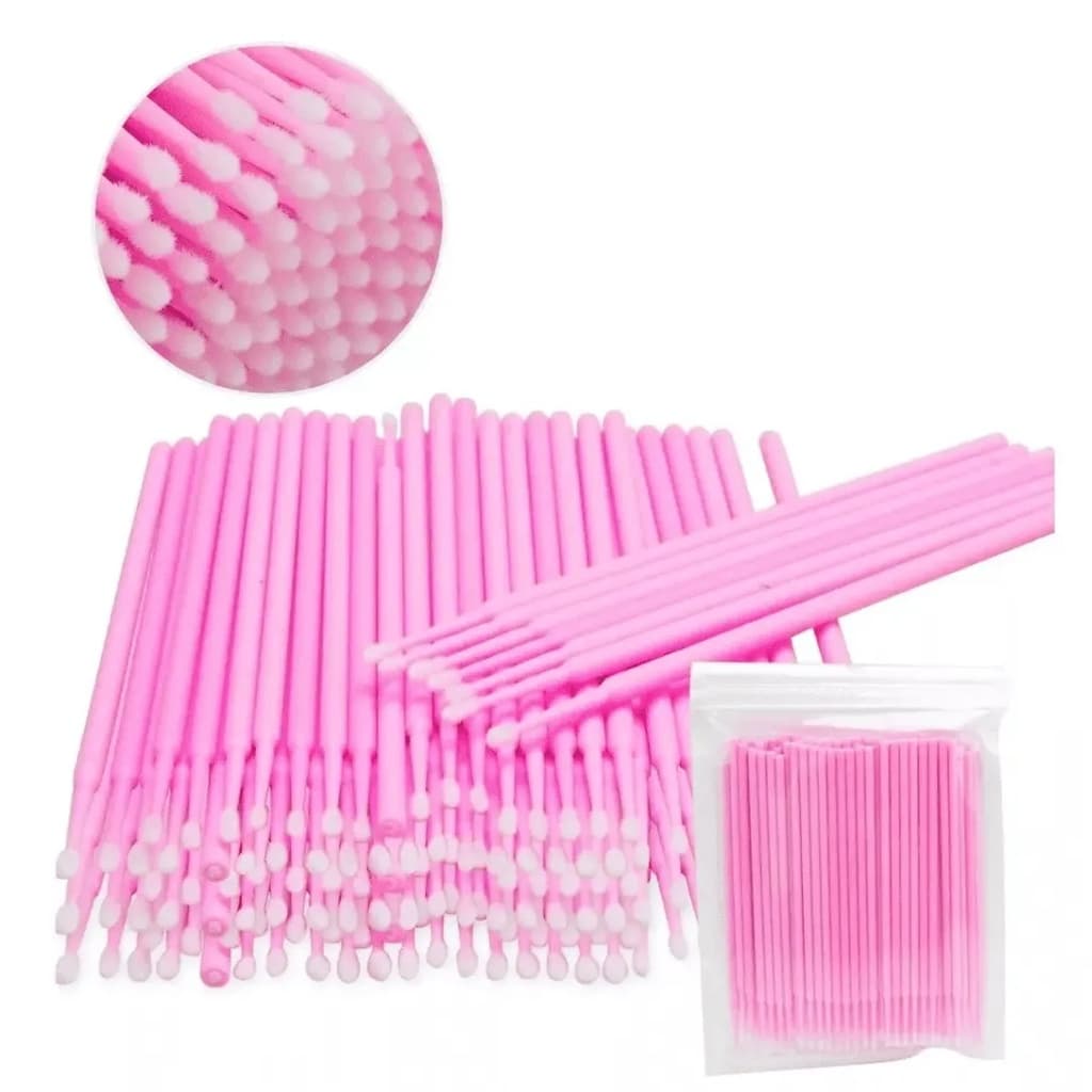100 Microbrush Cotonete Alongamento Cílios Fio A Fio Microlips