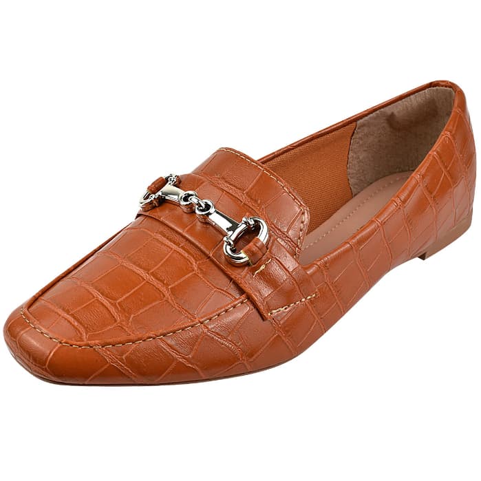 Sapato Mocassim Donatella Shoes Bico Quadrado Croco Confort Casual Sapatilha Novo