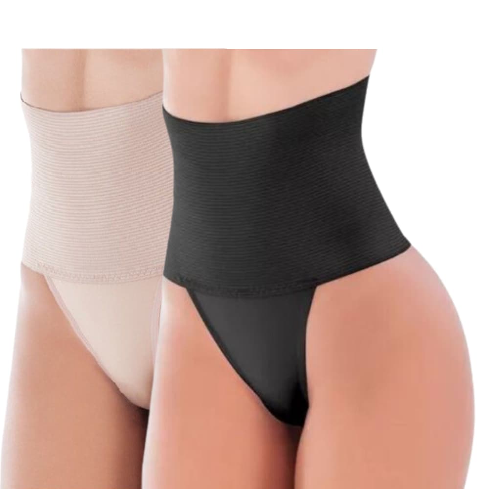 Kit 2 Calcinha Cinta Plus Size Cós Alto Feminina Segura Barriga Firmadora - Cinta18 AFIL