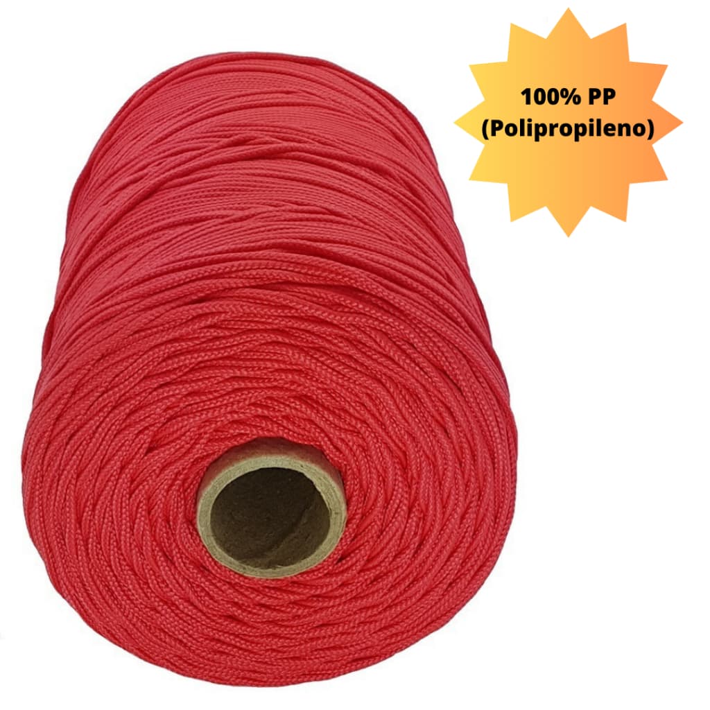 Corda Trançada 4,0mm Vermelha (seda) - Rolo Com 130 Metros GKL Store