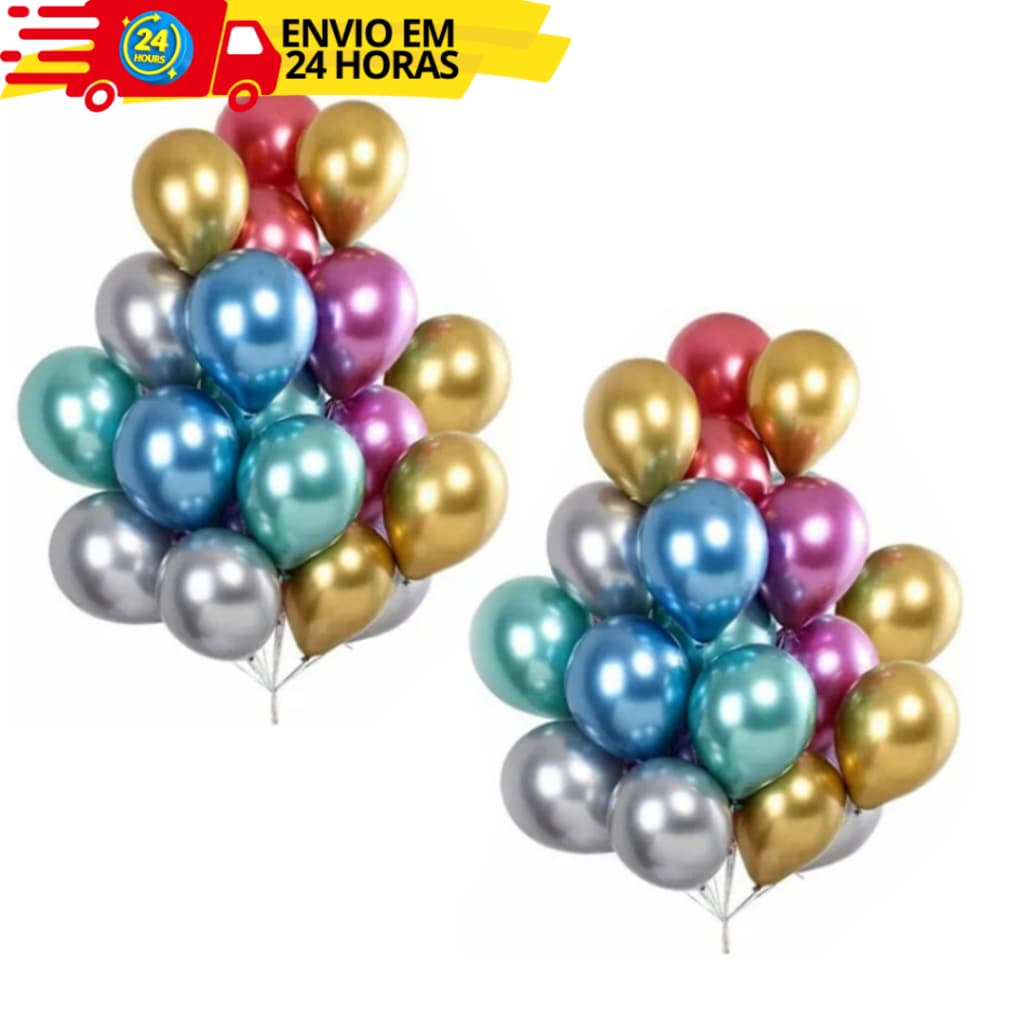 Kit 10/25/50 Balões Bexiga Metalizado Cromado Numero 5 Para Festas E Aniversários