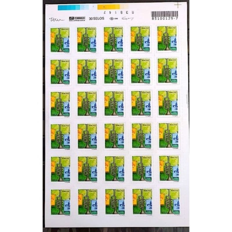 Selo Carta Trompete Cartela com 30 Unidades